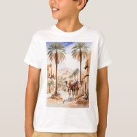 Dromedary chamel et le village désertique d'Al Jaz