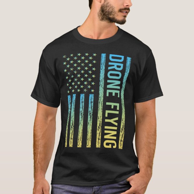 T-shirt Drone Drapeau Gradient Vol de drones (Devant)