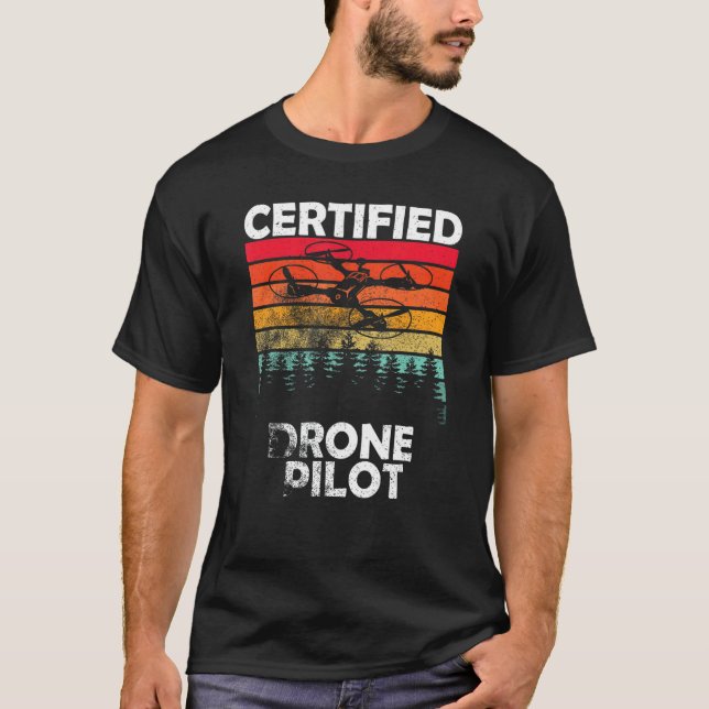 T-shirt Drone Pilote Certifié Fpv Drone Flying Drone Mou (Devant)