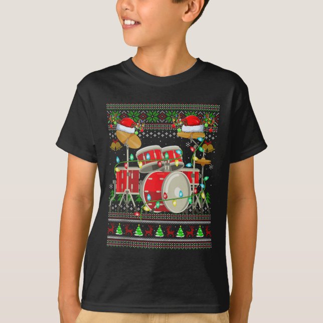 T-shirt Drum Ugly Christmas Sweater Musical Drum Player Dr (Devant)