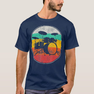 T-shirt Drummer Band Drumset Retro Vintage