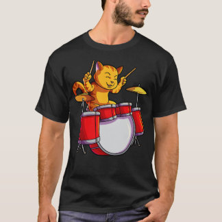 T-shirt Drummer Cat Kitty Drums Drôle Cat Drummer Rocker