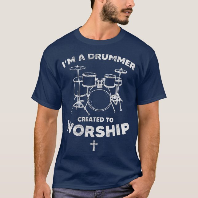T-shirt Drummer créé pour adorer le don de foi chrétienne (Devant)