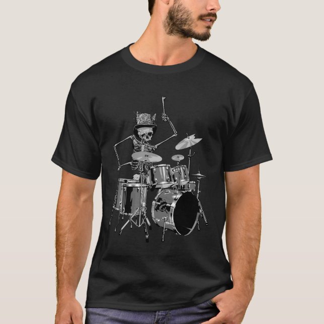 T-shirt Drummer de crâne Rock N Roll (Devant)