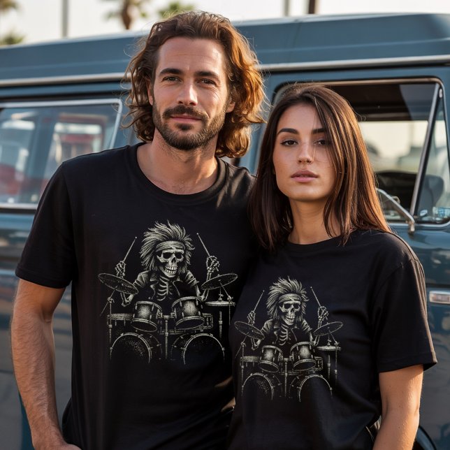 T-shirt Drummer de Skeleton Rock - Musique Éffrayante d'Ha (Créateur téléchargé)