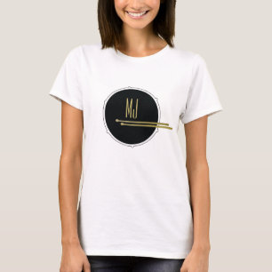 T-shirt Drummer Girl   Batterie Musique Rock Monog