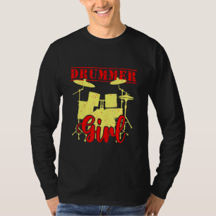 T-shirt Drummer Girl Musical Drumsticks Drums Band Drummin