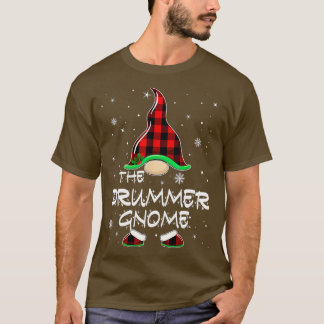 T-shirt Drummer Gnome Buffalo Plaid Matching Family Christ