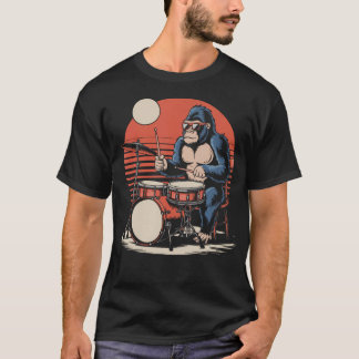 T-shirt Drummer Gorilla Playing Drums Cool Design For Men 