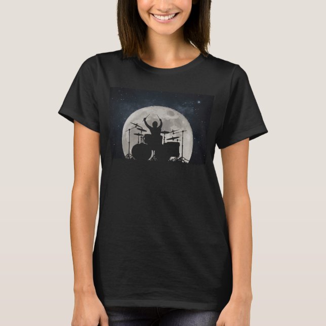T-shirt Drummer Jouant Des Tambours Dans Le Système Solair (Devant)
