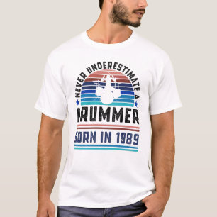 T-shirt Drummer né 1989 40e anniversaire Drumming Gift Pa