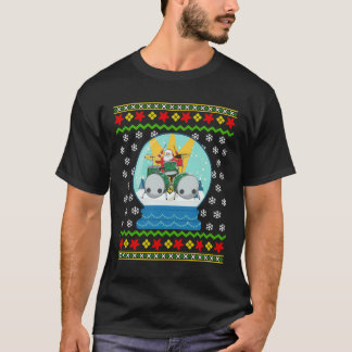 T-shirt Drummer Père Noël Snow Globe Frappes de Noël moche