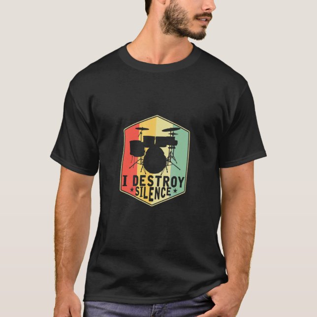 T-shirt Drummer Retro Percussion tambours (Devant)