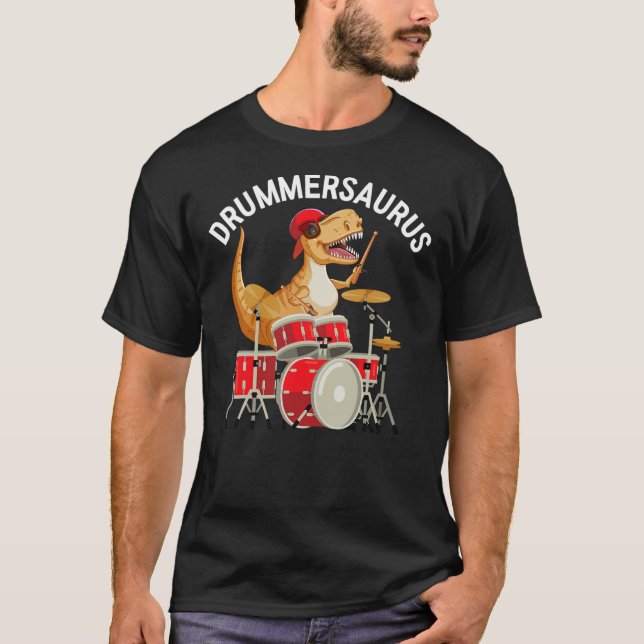 T-shirt Drummersaurus Dinosaur Musician T Rex Playing Drum (Devant)
