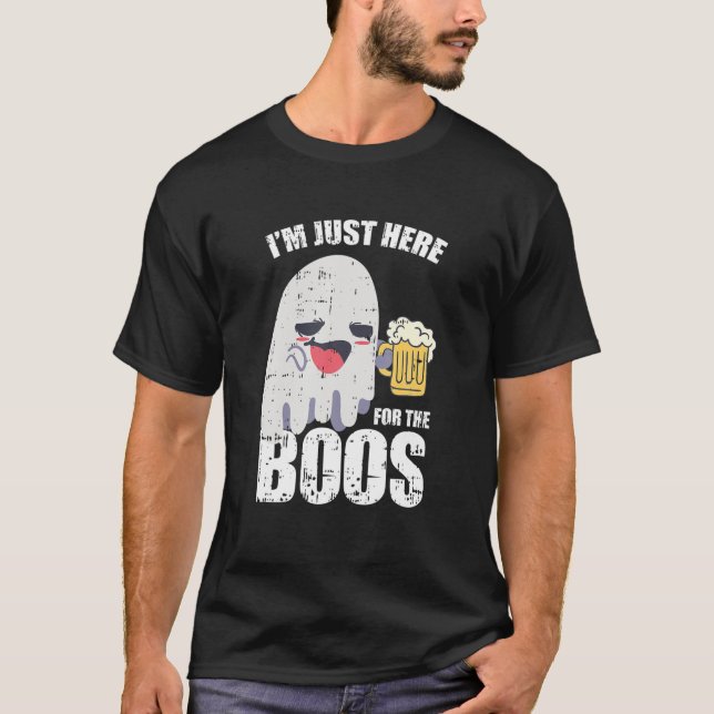 T-shirt Drunk Ghost Drinking Beer Boo Costume Funny Hallow (Devant)