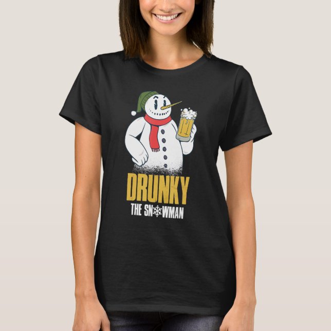 T-shirt Drunky The Snowman Merry Drunk I'm Christmas  Xmas (Devant)