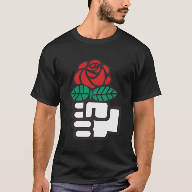 T-shirt Dsa Démocrates Socialistes Amérique Fleurs (Devant)