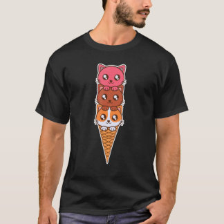T-shirt du cône de glace de chat, Tee Kitty Meow M