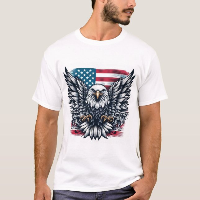T-shirt du drapeau américain de l'aigle patriotiqu (Devant)