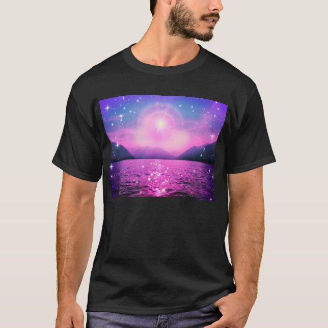 T-shirt du lac rose violet  (Devant)