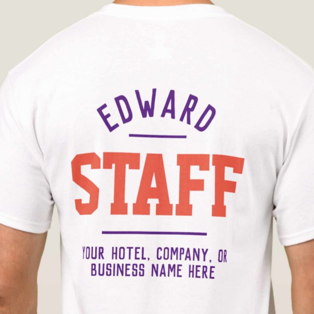 T-Shirt Du Personnel D'Accueil Imprimé Des Deux Cô (Créateur téléchargé)