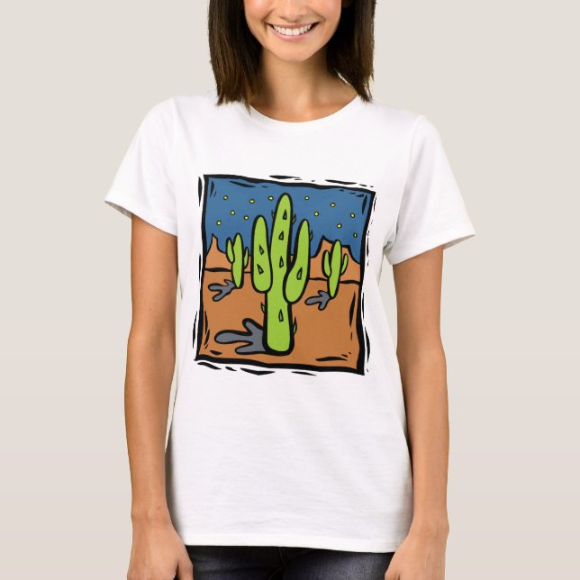 T-shirt du sud-ouest d'art de conception de cactus (Devant)