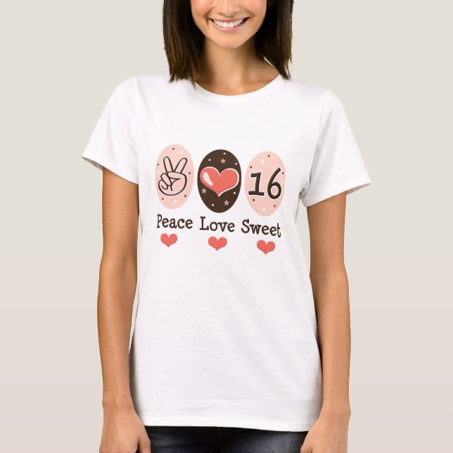T-shirt du sweet sixteen 16 d'amour de paix (Devant)