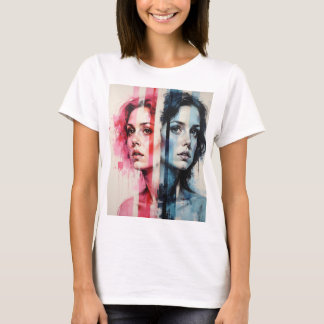 T-shirt Dualité Rouge et Bleue - Portraits jumeaux dans Ab