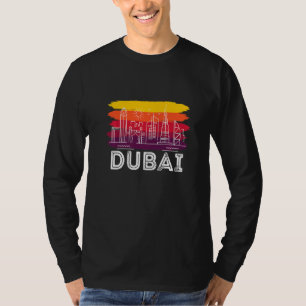 T-shirt Dubai Skyline Rétro Emirats Arabes Unis Burj Khal