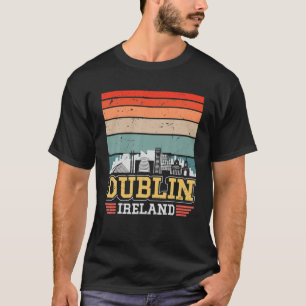 T-shirt Dublin Irlande Retro Vintage Sunset Skyline Dublin