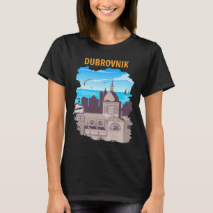 T-shirt Dubrovnik Vieille Ville Cathédrale Violet Voyage