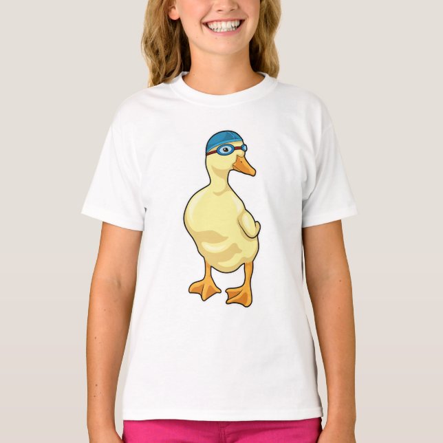 T-shirt Duck at Swimming with Swimming goggles (Devant)