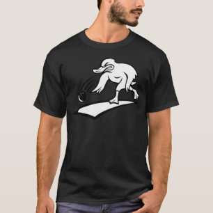 T-shirt Duck Bowler Bowling Ball Carton noir et noir d