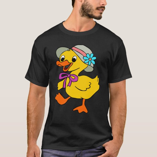 T-SHIRT DUCK DUCKLING HAT RIBBON EASTER DUCK GOOSE BIRD (Devant)