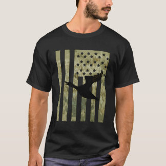 T-shirt Duck Grass American Flag Bird Waterfowl Chasse Hu
