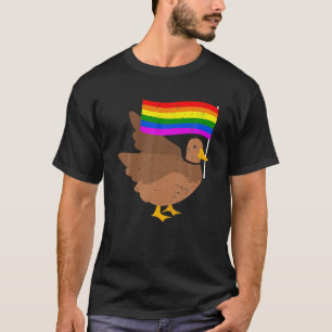 T-shirt Duck LGBT Rainbow Flag Gay Lesbian Bi Trans Pride 
