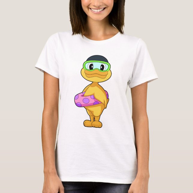 T-shirt Duck Swimming Inflatable float Summer (Devant)