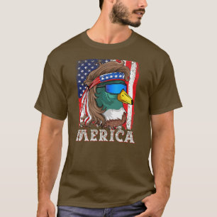 T-shirt Duckoholic Canard canard Drapeau américain sauvagi