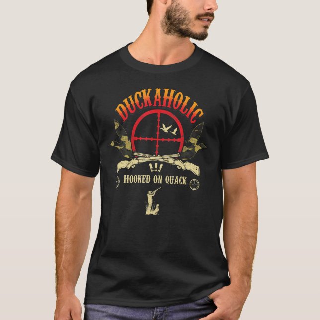 T-shirt Duckoholic Hooked Sur Quack Chasse De Canard Chass (Devant)