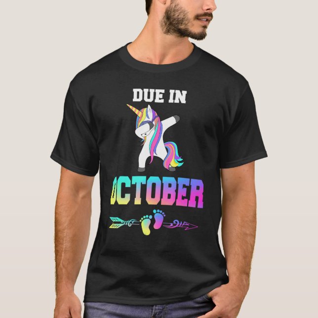 T-shirt Due Date October Unicorn Women Pregnancy Announcem (Devant)