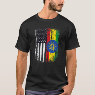 T-shirt Duel Flag Ethiopie et citoyen duo américain