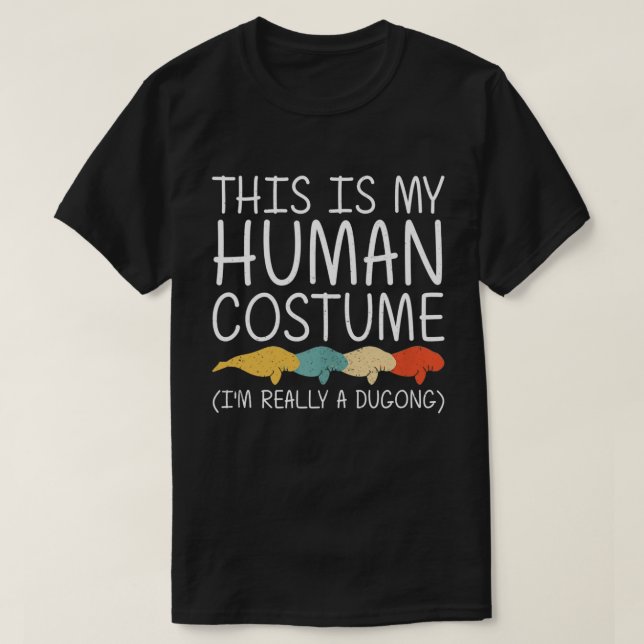 T-shirt Dugong Halloween Costume humain Manatee Animal Fac (Design devant)