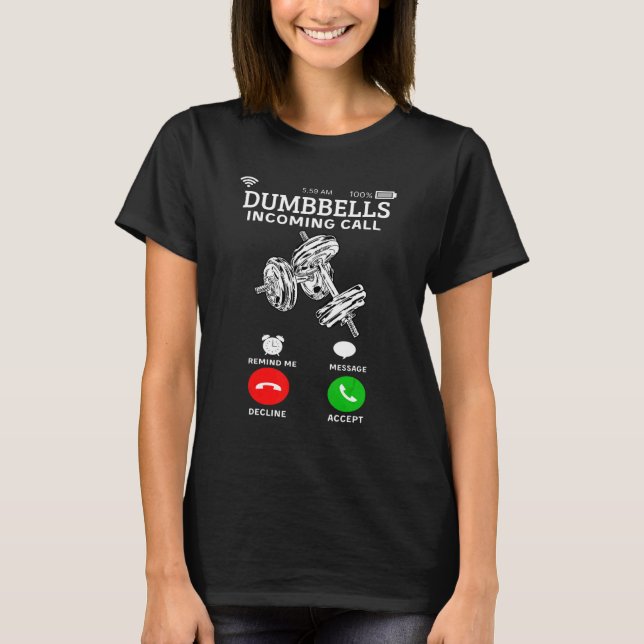 T-shirt Dumbbells Appel Entrant Pour La Salle De Fitness E (Devant)