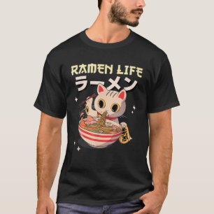 T-shirt D'Un Chat Manger Ramen Japonais Cute Kawaii Anim