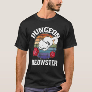T-shirt Dungeon Meowster Nerdy D20 Dice Nerd Kitten Cat RP