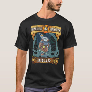 T-shirt Dungeons And Cats Druid Kitten Cat Dice Nerd Rpg G