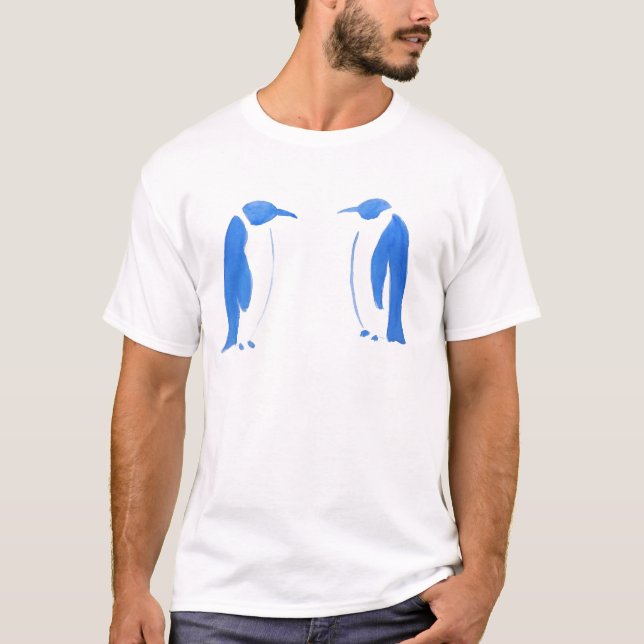 T-shirt Duo bleu de pingouin (Devant)