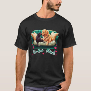 T-shirt Duo de chien et chat joueur 'Amis pour toujours' M