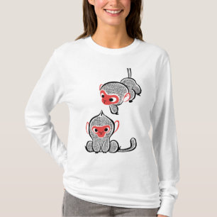 T-shirt Duo de singes asiatiques : assis et grimpant