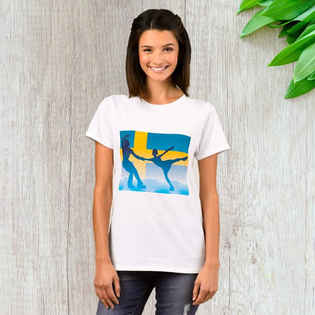 T-shirt Duo Suédois de Patinage sur glace Silhouette (Créateur téléchargé)